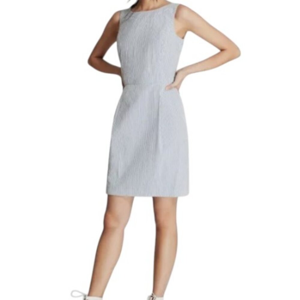 Brooks Brothers blue and white stripe seersucker sheath dress size 6P